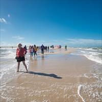 Grenen, with one leg in each sea, Skagen